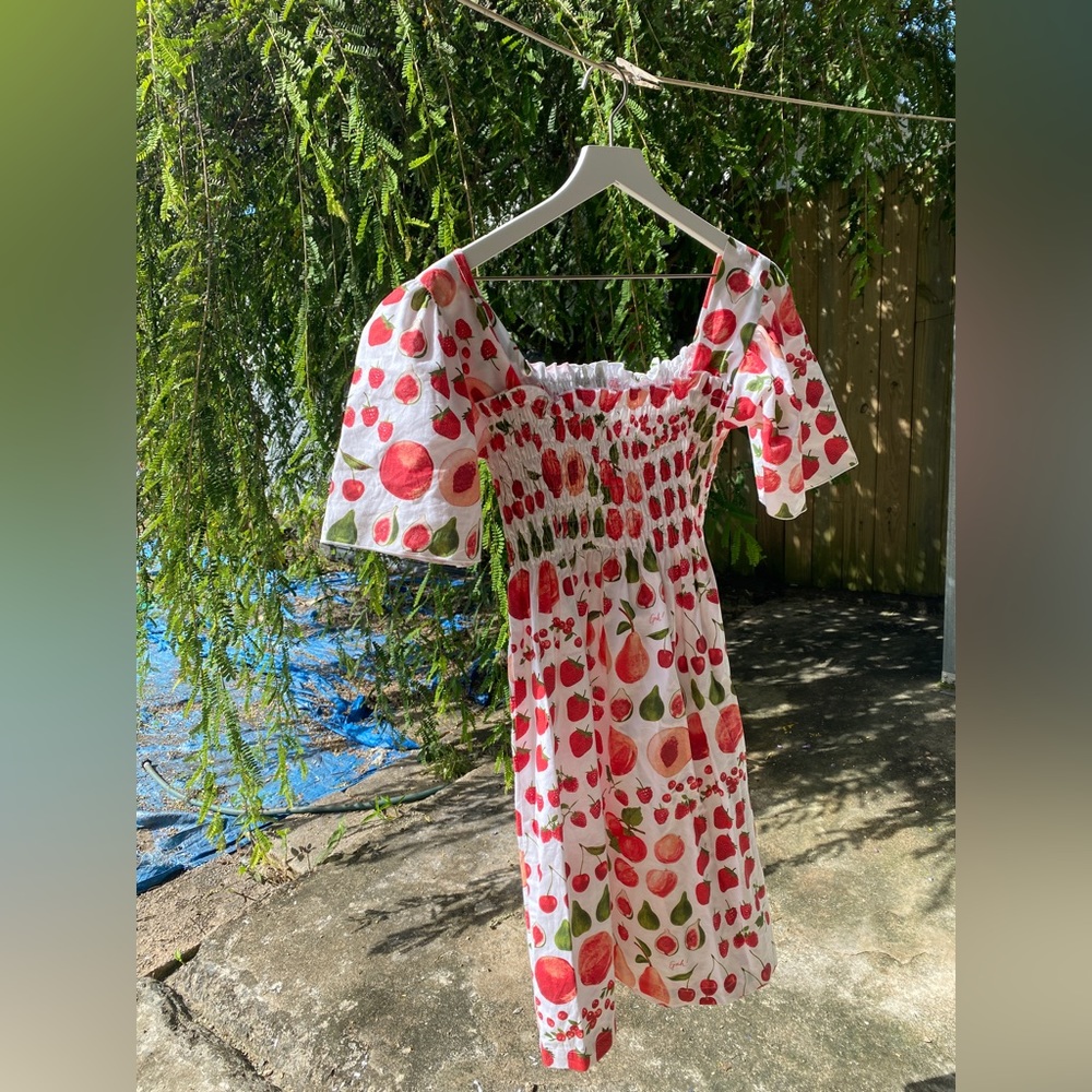 *SOLD* RARE NWT “Lisa Says Gah” Toni Fruit Print Smocked Bust Dress - Picture 4 of 16